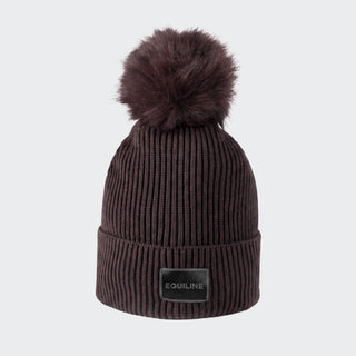 Ladies Eqcon Knitted Beanie With Pom Pom | Coffee Bean