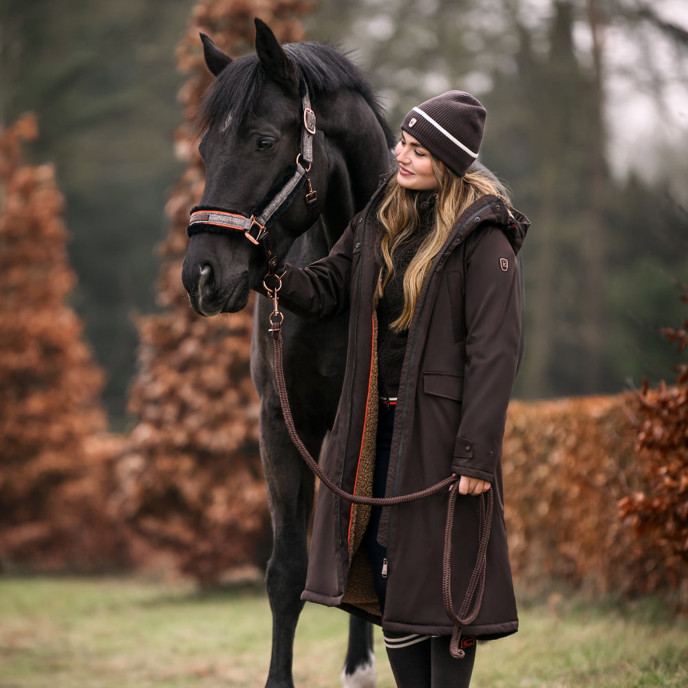 Ladies Cavallior Maxi Coat | Teddy Fleece Lining | Espresso Brown
