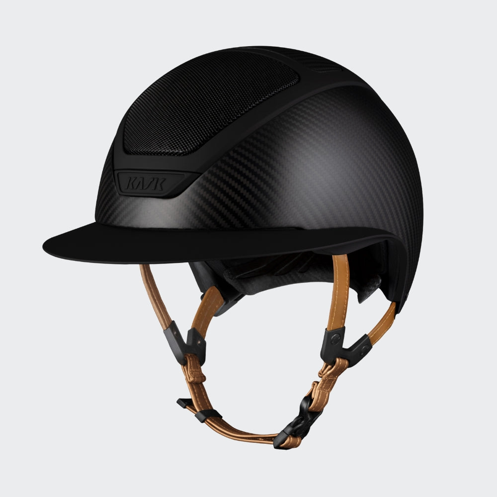 Star Lady Carbon Matt Riding Hat | Beige Chinstrap | Black