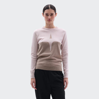 Ladies Cashmere & Wool Star Logo Crew Sweater | Rosa + Sand