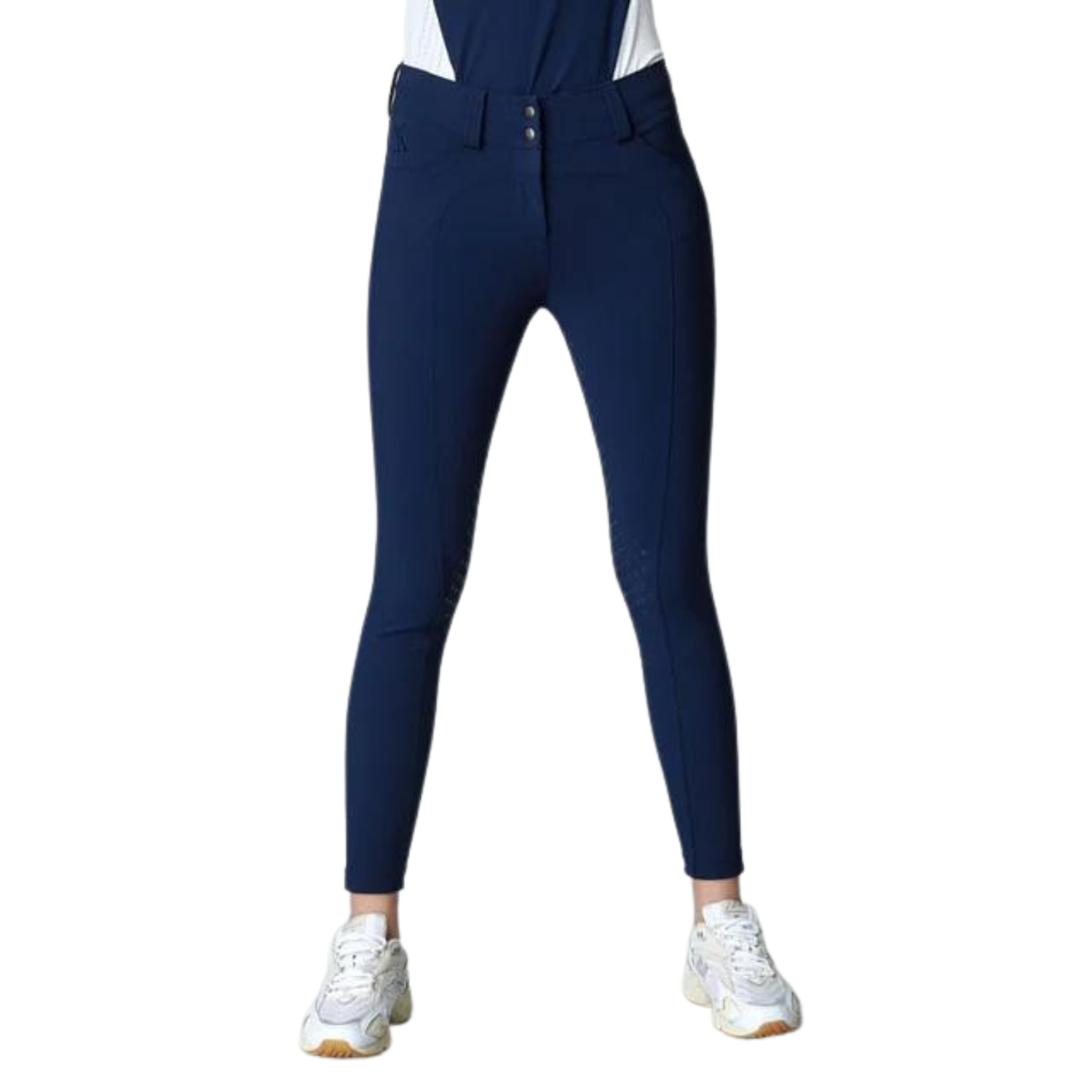 Ladies Compression High Rise Performance Knee Grip Breeches - Navy