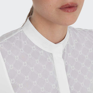 Ladies Show Shirt With Tulle Inserts | White