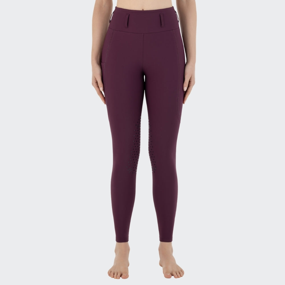 Ladies Geggikh Fleece Riding Leggings | High Rise | Burgundy