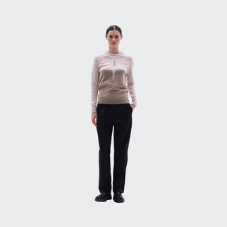 Ladies Cashmere & Wool Star Logo Crew Sweater | Rosa + Sand