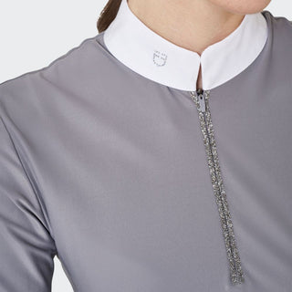 Ladies Show Shirt With Rhinestones | Frost Grey