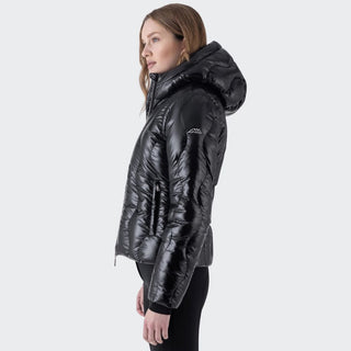 Ladies Eqglasic Glossy Padded Bomber Coat | Black