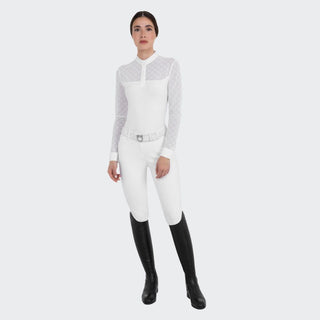 Ladies Elegant Monogram Show Shirt | White