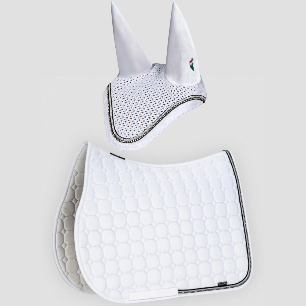 Combiset Rio Jumping Saddle Pad & Fly Hood - White – Tailored Equestrian