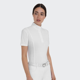 Ladies Hunter Show Shirt With Mesh Inserts | White