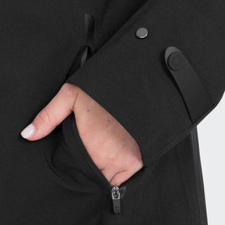 Ladies Long Softshell Raincoat With Rear Opening | Black