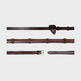 New English 1/2 Rubber Reins With Leather Loops | Brown