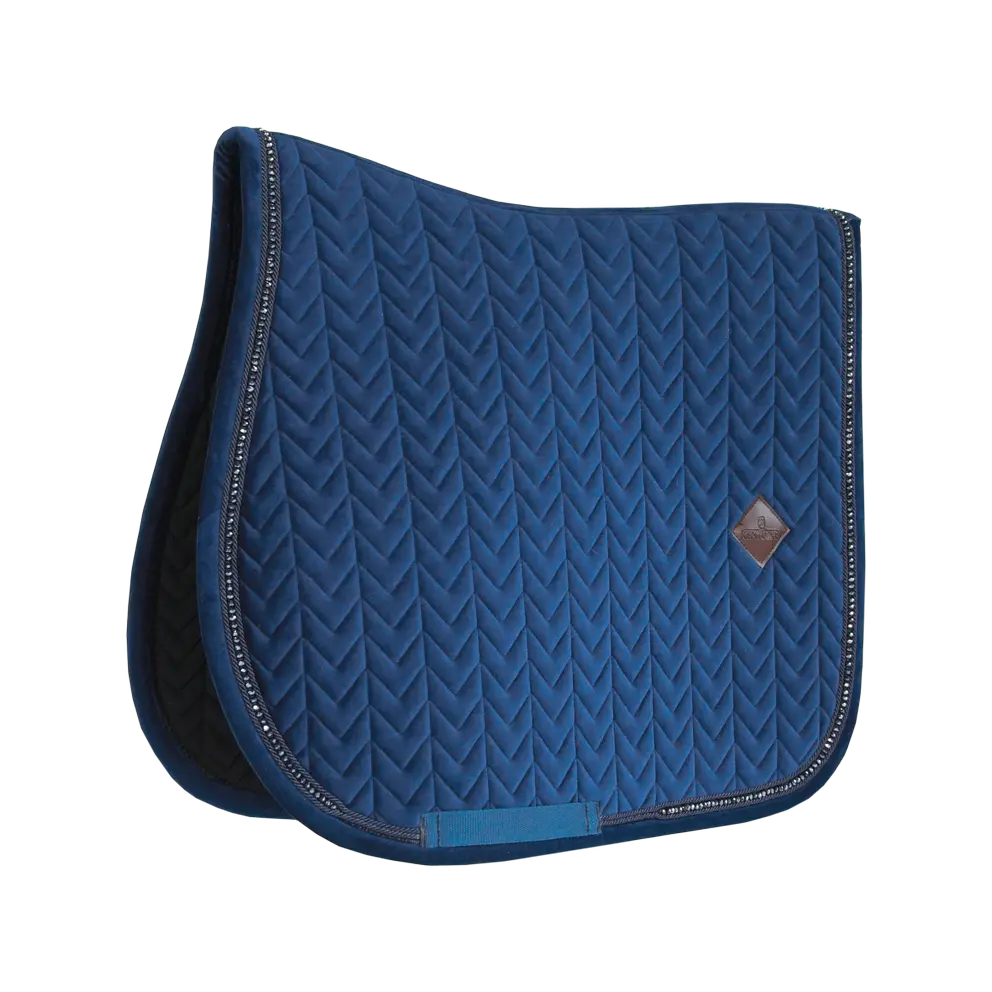 Saddle Pad Jumping Velvet Pearls - Navy
