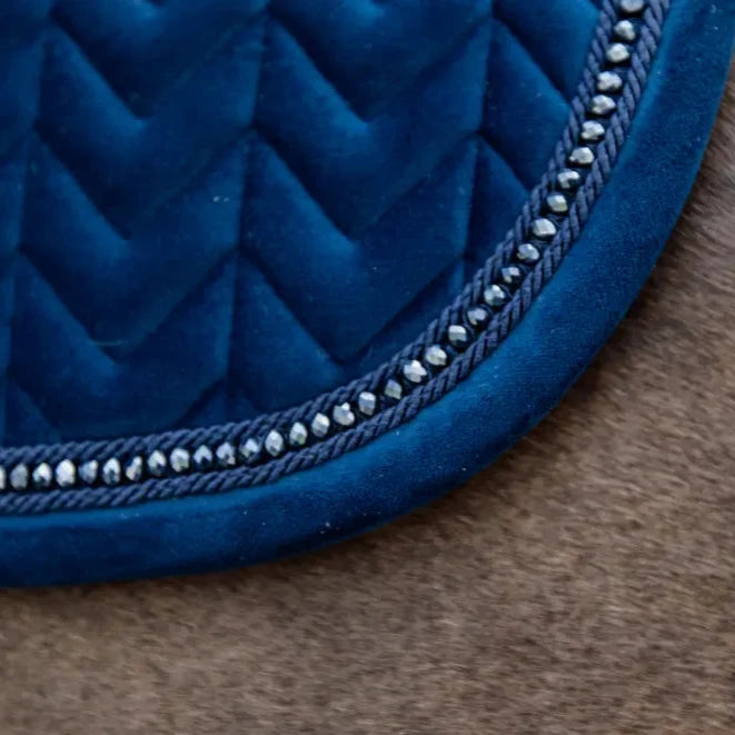 Saddle Pad Jumping Velvet Pearls - Navy