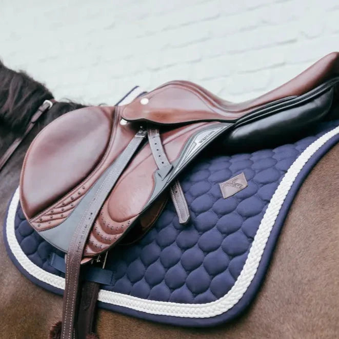 Plaited Cord Jumping Saddle Pad - Navy
