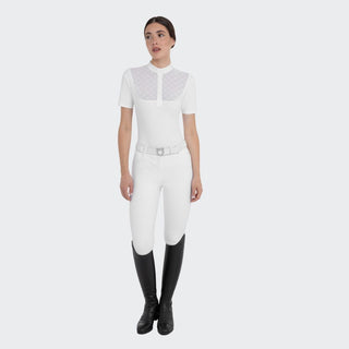 Ladies Show Shirt With Tulle Inserts | White