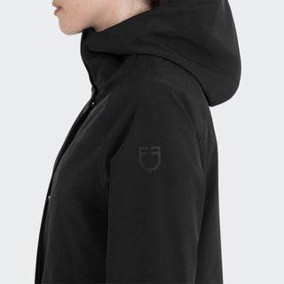 Ladies Long Softshell Raincoat With Rear Opening | Black
