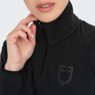Ladies High Neck Half Zip Fleece Sweater | Black