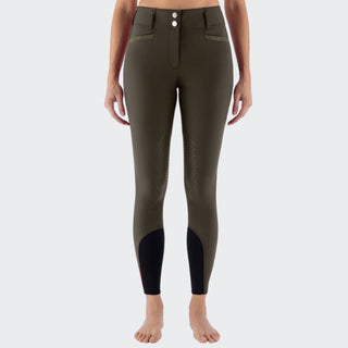 Ladies Eqcrystalek Breeches | High Rise | Olive Night