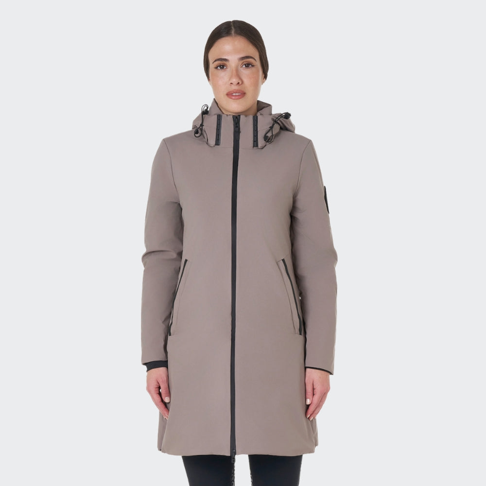 Ladies Water & Wind Repellent Long Down Padded Coat | Brindle