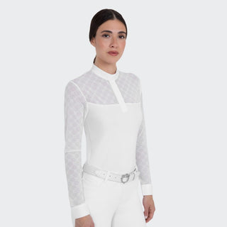 Ladies Elegant Monogram Show Shirt | White