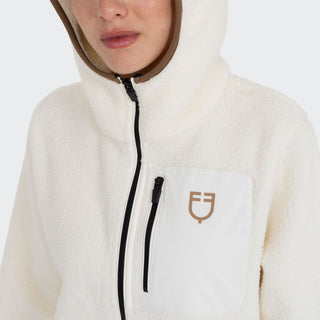 Ladies Teddy Fleece Hoodie With Zip | Antique White