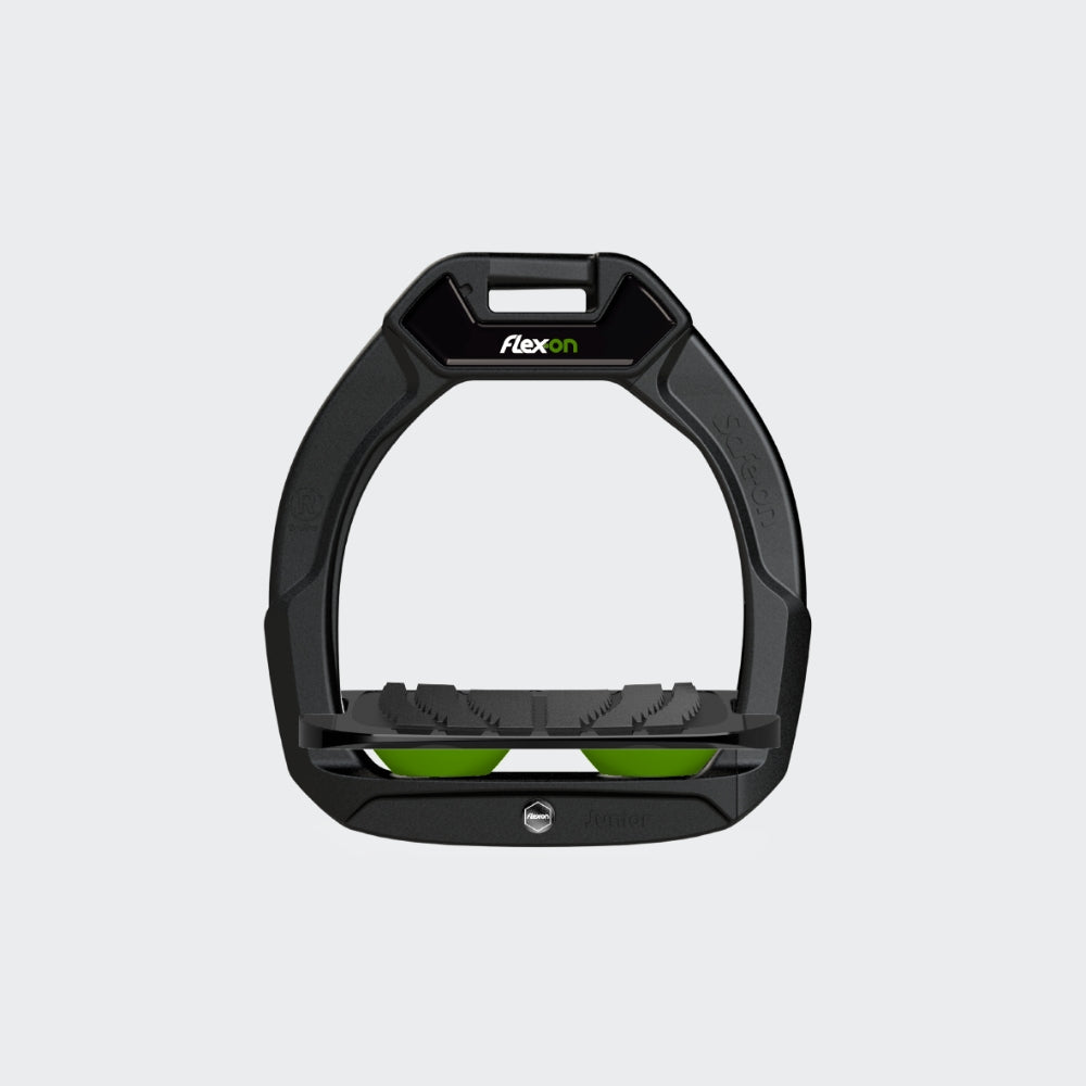 Safe-On Kids Stirrups | Total Black | Green