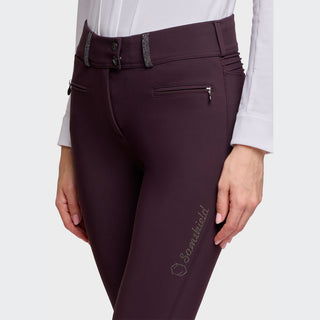 Ladies Clara Crystal Fabric Breeches | High Rise |  Black Cherry