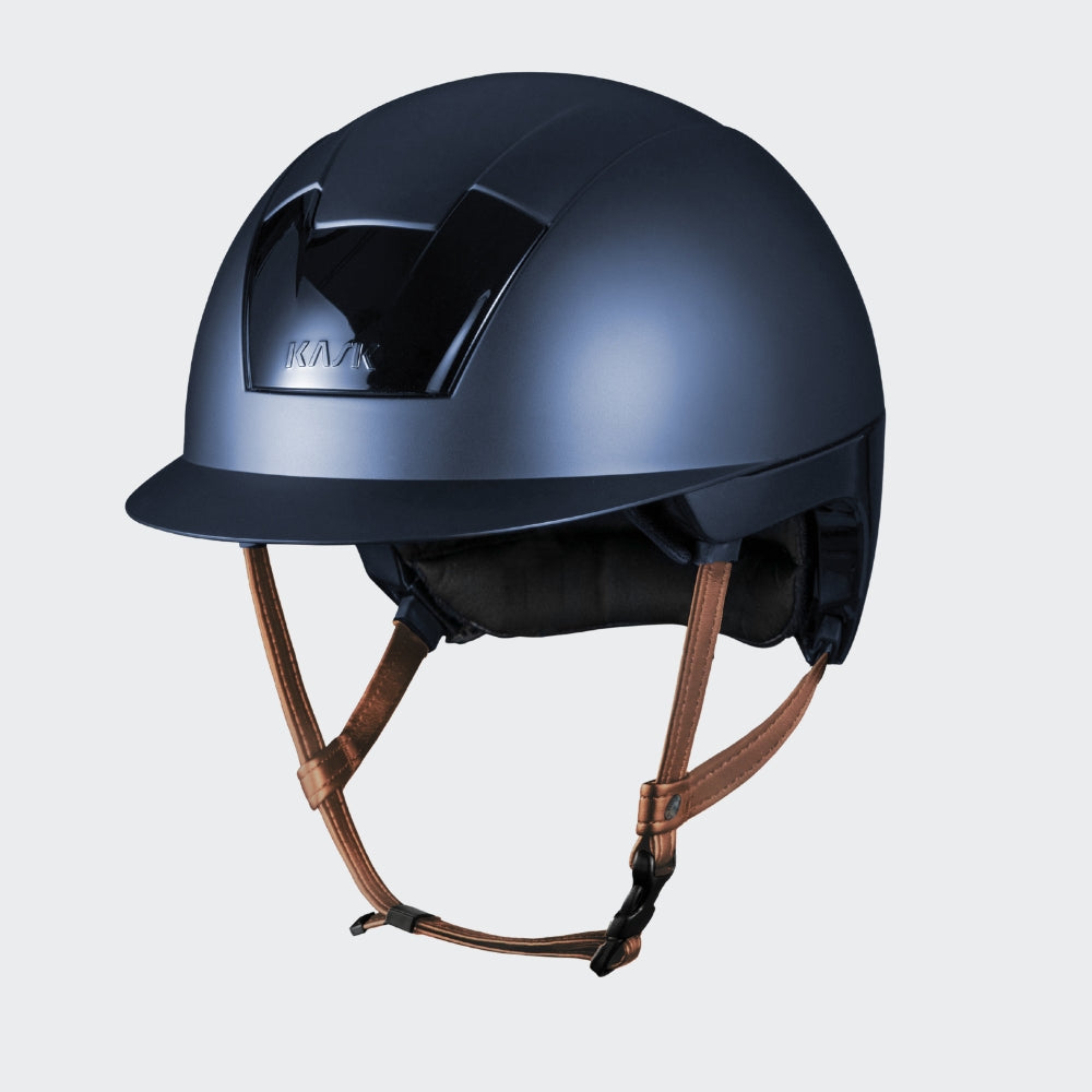 Kooki Riding Helmet | Navy Matt | Light Brown