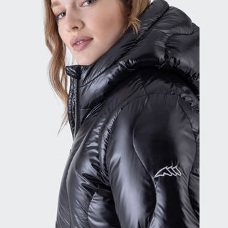 Ladies Eqglasic Glossy Padded Bomber Coat | Black