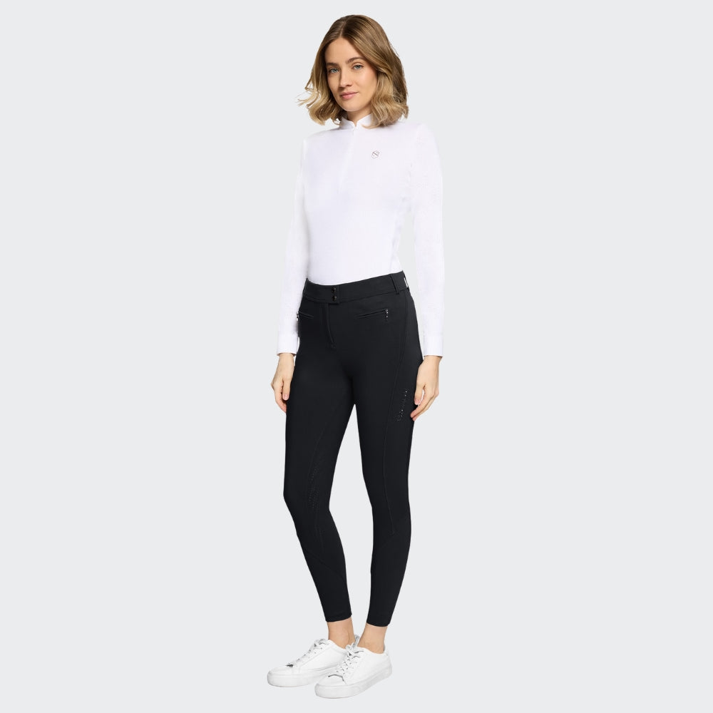 Ladies Omega Sport Breeches | Medium Rise | Knee Grip | Black