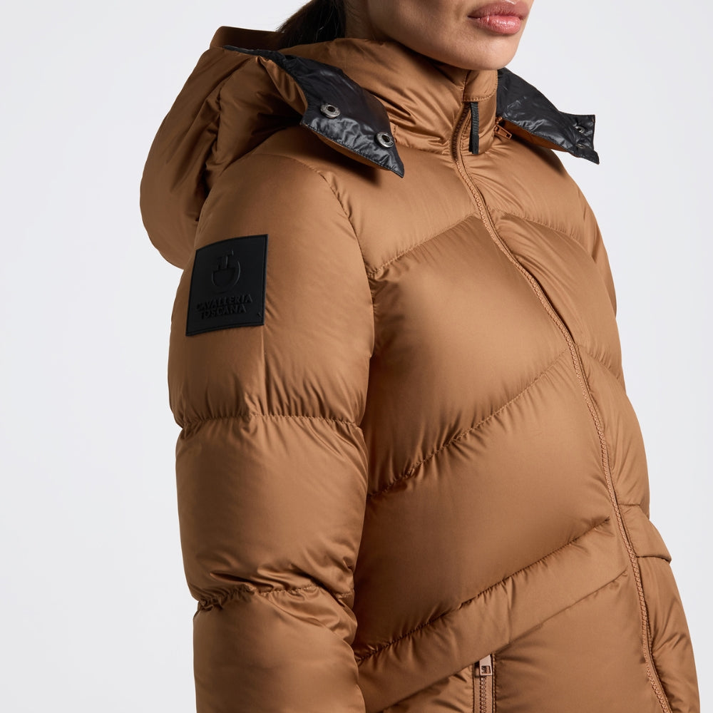 Ladies CT Hooded Down Padded Coat | Camel