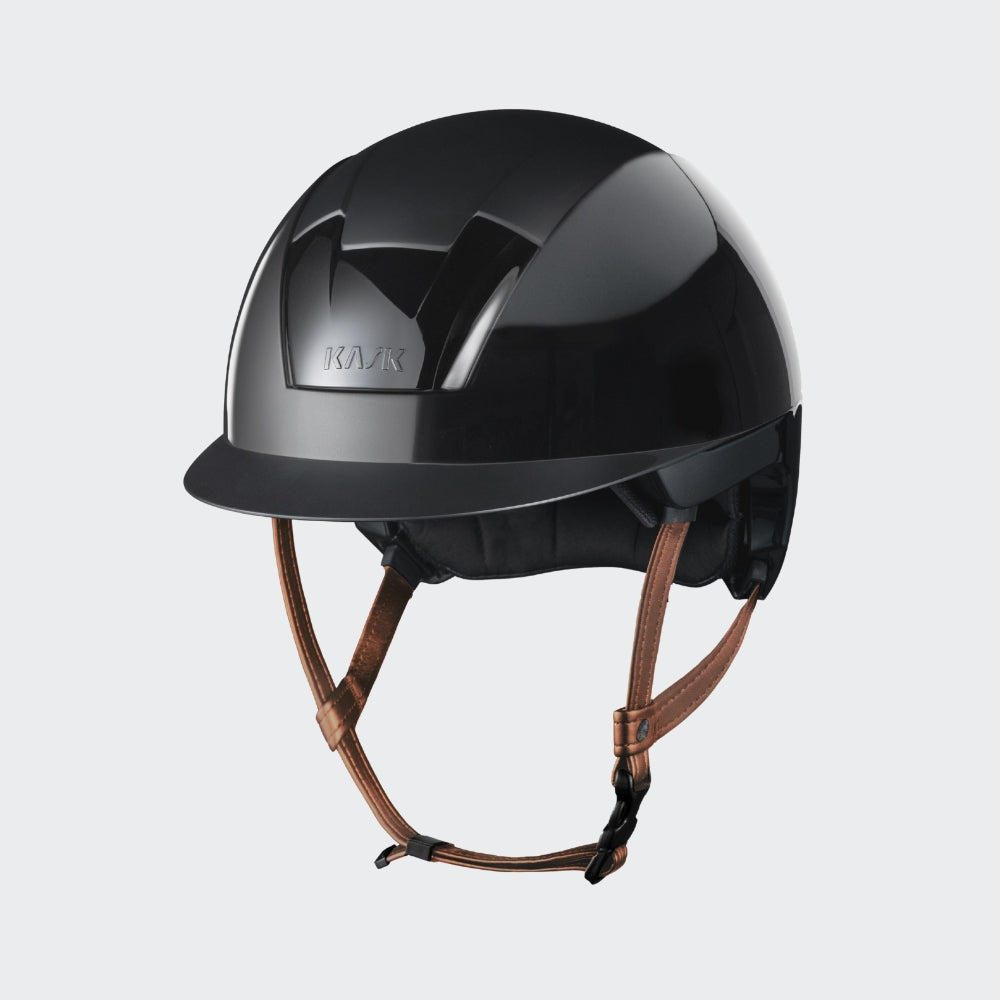 Kooki Riding Helmet | Black Shine | Light Brown