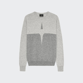 Ladies Cashmere & Wool Star Logo Crew Sweater | Grey
