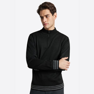 Mens RG Italy Wool Blend Half Zip Sweater - Black