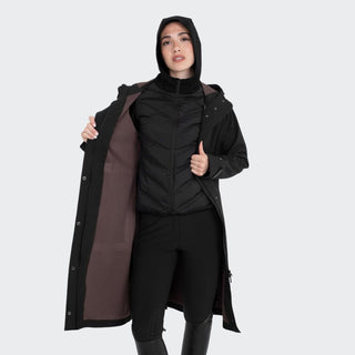 Ladies Long Softshell Raincoat With Rear Opening | Black