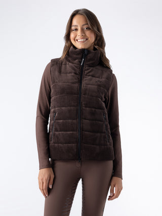 Ladies Eqsit Velvet Vest | Cocoa Powder