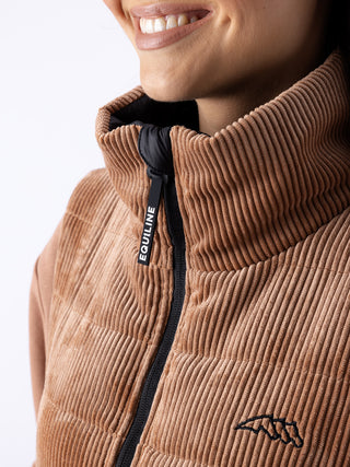 Ladies Eqsit Velvet Vest | Mocha Mousse