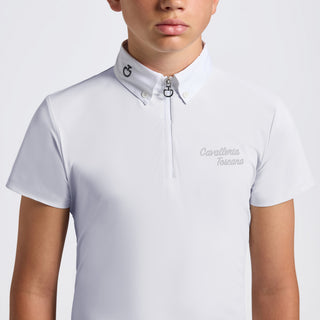 Boys CT Jersey Zip Show Shirt | Short Sleeves | White