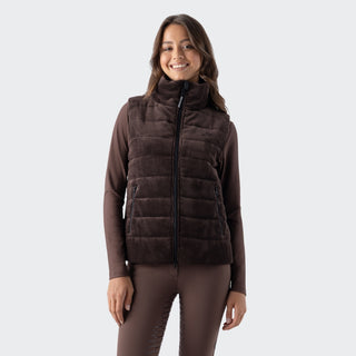 Ladies Eqsit Velvet Vest | Cocoa Powder