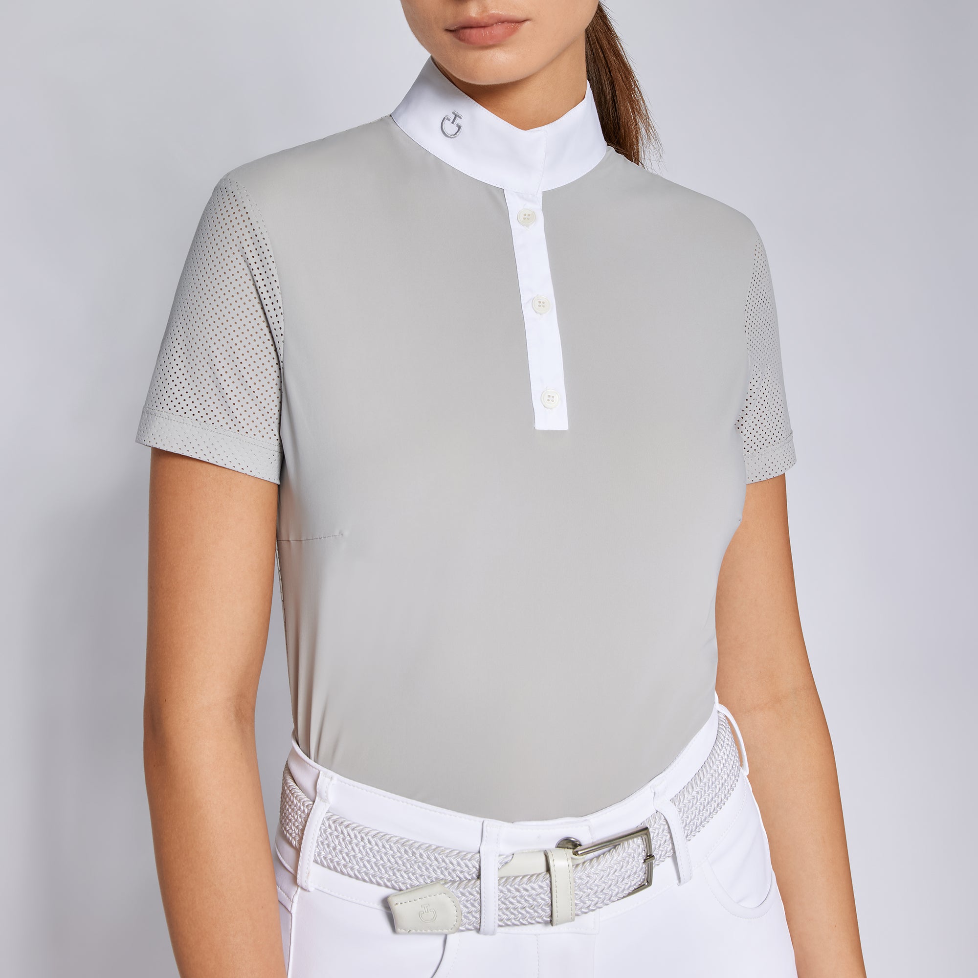 Ladies CT Perforated S/S Competition Polo - Light Grey