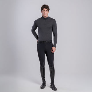 Mens Half Zip Wool Training Polo | Charcoal Grey