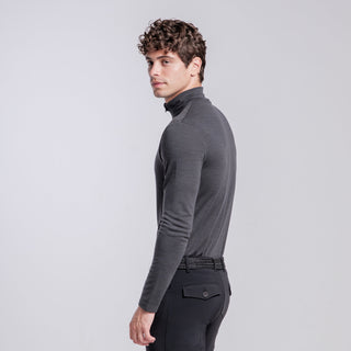 Mens Half Zip Wool Training Polo | Charcoal Grey
