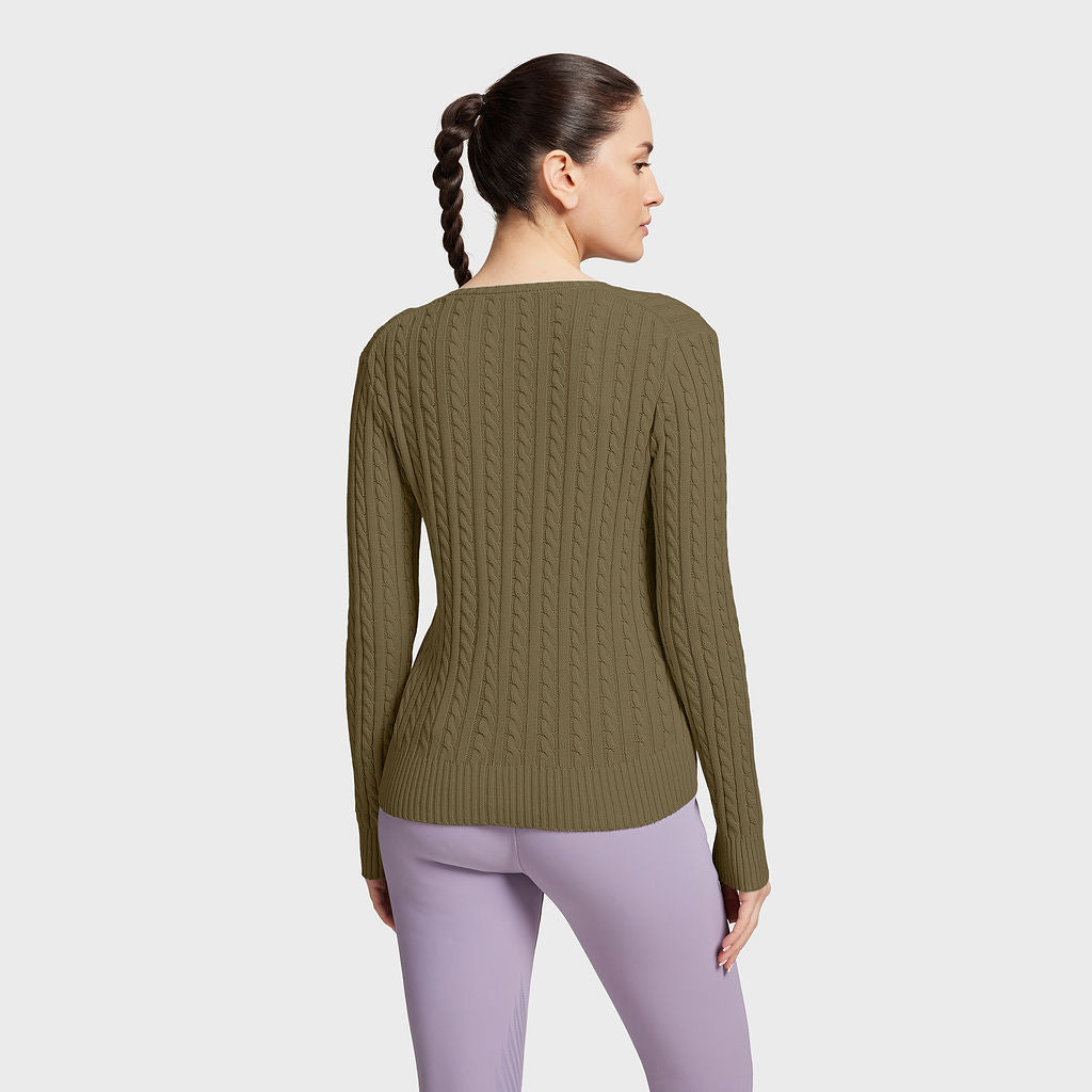 Ladies Lisa Twisted Pull Over Sweater - Khaki