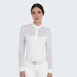 Ladies Elegant Monogram Show Shirt | White