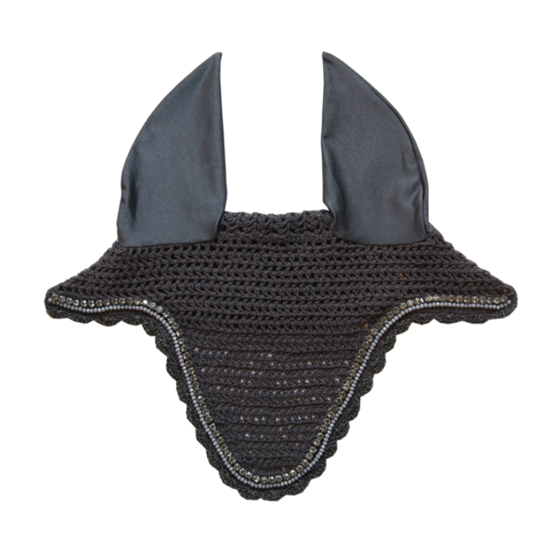 product shot image of the kentucky horsewear long stone pearl fly hood grey