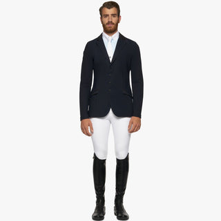 product shot image of the cavalleria toscana mens lightweight jersey zip riding jacket navy