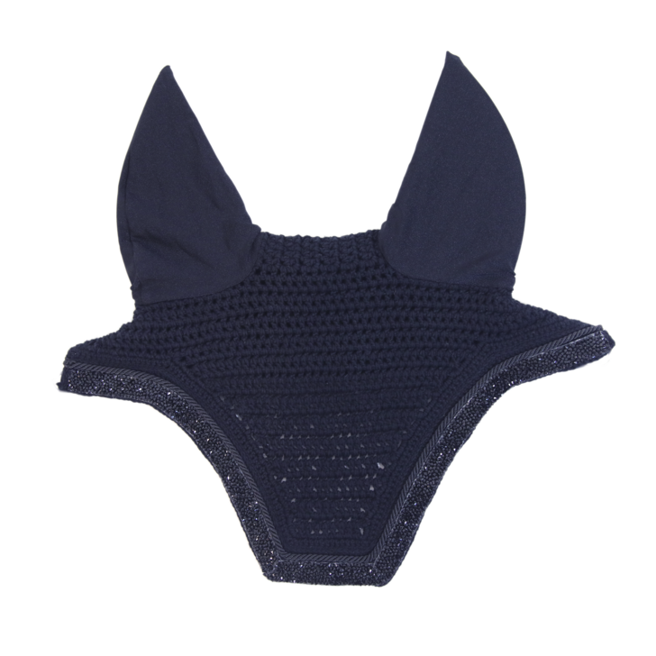 product shot image of the kentucky horsewear fly hood wellington glitter stone soundless navy