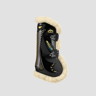 product shot image of the veredus veredus kevlar gel vento save the sheep tendon boots black