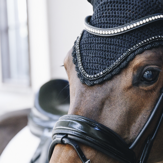 product shot image of the Long Stone & Pearl Fly Hood - Black